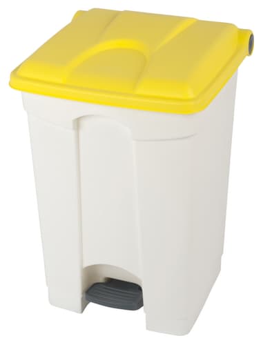 Tretabfallbehälter, 45 l, weiß, Deckel gelb