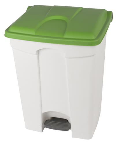 Tretabfallbehälter, 70 l, weiß, Deckel grün