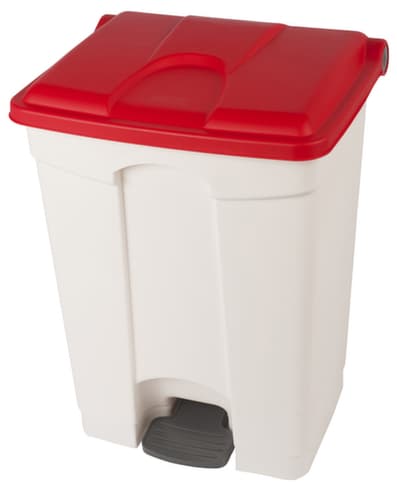 Tretabfallbehälter, 70 l, weiß, Deckel rot