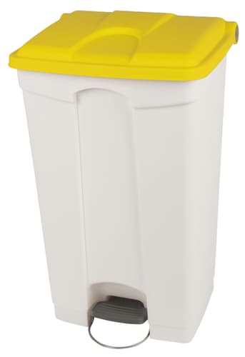 Tretabfallbehälter, 90 l, weiß, Deckel gelb