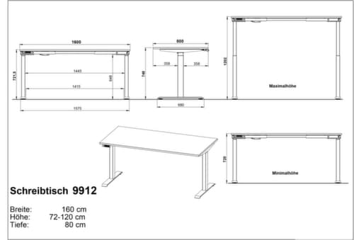 Elektrisch höhenverstellbarer Schreibtisch GW-BEDANO 9912