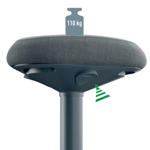 Leitz Sitz-Steh-Hocker Ergo Active, Sitz grau, rutschfester Fußunterseite