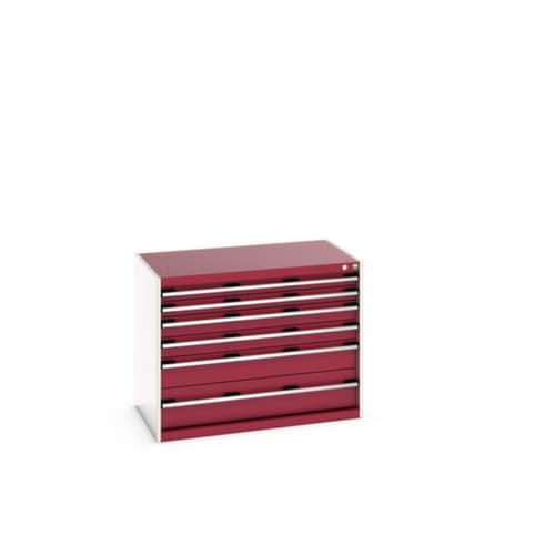 bott Schubladenschrank cubio Grundfläche 1050x650 mm, 6 Schublade(n), RAL7035 Lichtgrau/RAL3004 Purpurrot