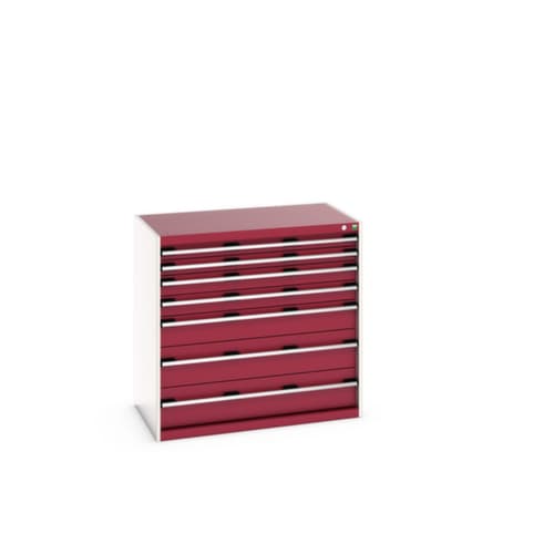 bott Schubladenschrank cubio Grundfläche 1050x650 mm, 7 Schublade(n), RAL7035 Lichtgrau/RAL3004 Purpurrot