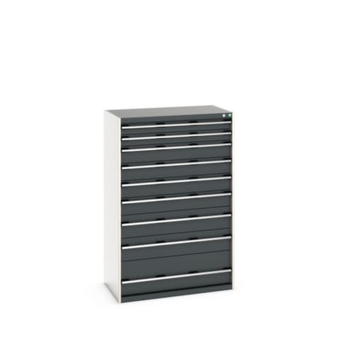 bott Schubladenschrank cubio Grundfläche 1050x650 mm, 9 Schublade(n), RAL7035 Lichtgrau/RAL7016 Anthrazitgrau