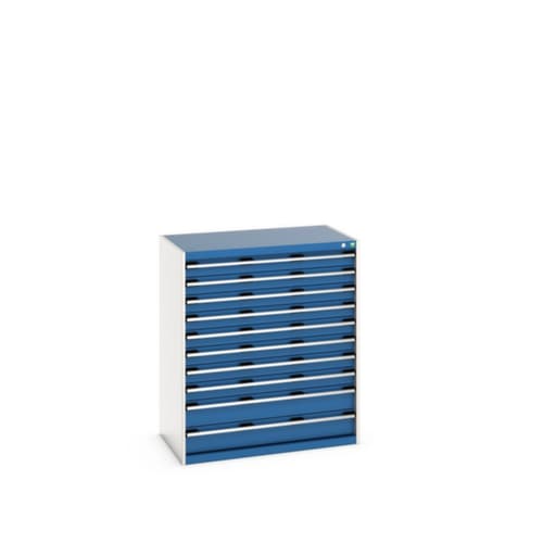 bott Schubladenschrank cubio Grundfläche 1050x650 mm, 10 Schublade(n), RAL7035 Lichtgrau/RAL5010 Enzianblau