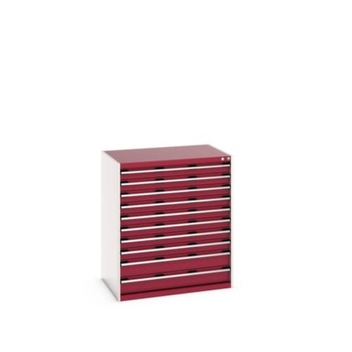 bott Schubladenschrank cubio Grundfläche 1050x750 mm, 10 Schublade(n), RAL7035 Lichtgrau/RAL3004 Purpurrot