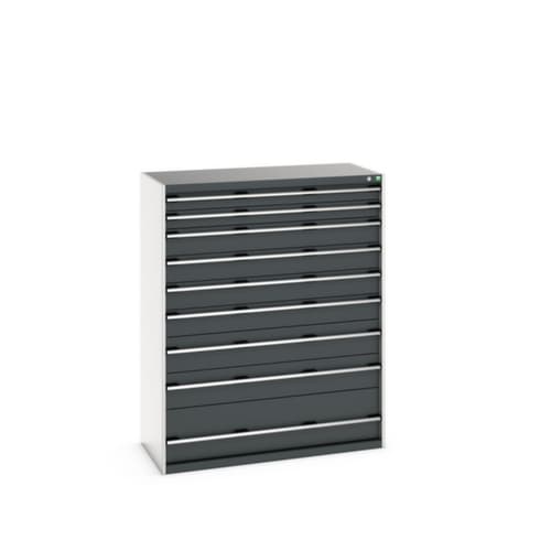 bott Schubladenschrank cubio Grundfläche 1300x650 mm, 9 Schublade(n), RAL7035 Lichtgrau/RAL7016 Anthrazitgrau
