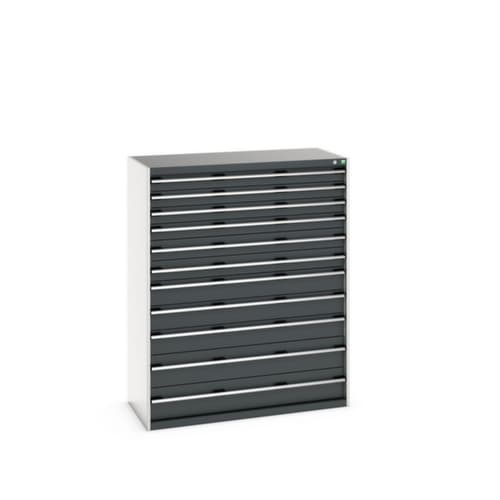 bott Schubladenschrank cubio Grundfläche 1300x650 mm, 11 Schublade(n), RAL7035 Lichtgrau/RAL7016 Anthrazitgrau