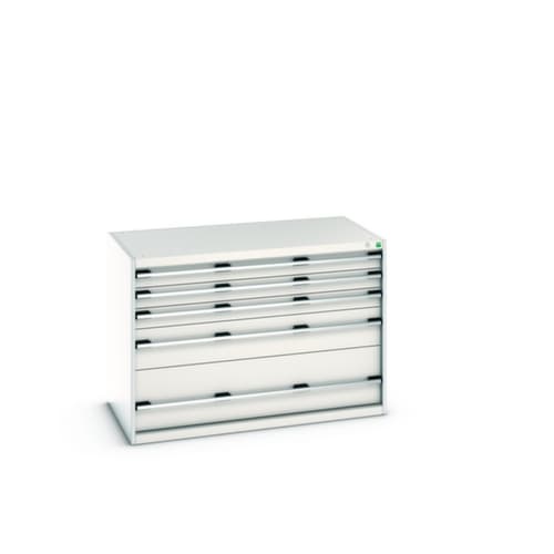 bott Schubladenschrank cubio Grundfläche 1300x750 mm, 5 Schublade(n), RAL7035 Lichtgrau/RAL7035 Lichtgrau