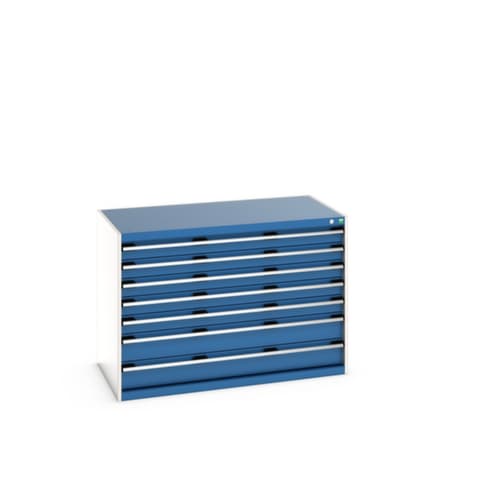 bott Schubladenschrank cubio Grundfläche 1300x750 mm, 7 Schublade(n), RAL7035 Lichtgrau/RAL5010 Enzianblau