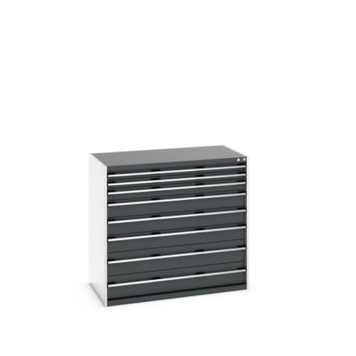 bott Schubladenschrank cubio Grundfläche 1300x750 mm, 8 Schublade(n), RAL7035 Lichtgrau/RAL7016 Anthrazitgrau