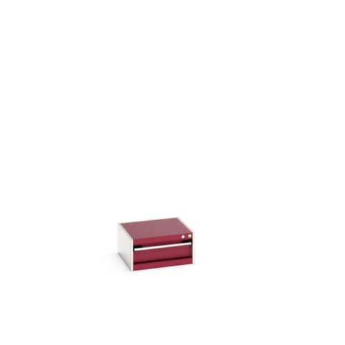 bott Schubladenschrank cubio Grundfläche 525x525 mm, 1 Schublade(n), RAL7035 Lichtgrau/RAL3004 Purpurrot