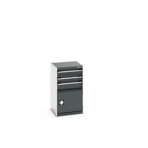 bott Schubladenschrank cubio Grundfläche 525x525 mm, 3 Schublade(n), RAL7035 Lichtgrau/RAL7016 Anthrazitgrau