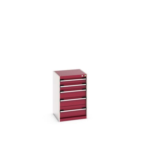 bott Schubladenschrank cubio Grundfläche 525x525 mm, 5 Schublade(n), RAL7035 Lichtgrau/RAL3004 Purpurrot
