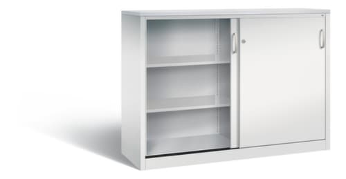 C+P Büro-Schiebetürenschrank ERGO lichtgrau mit Abdeckplatte
