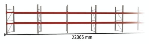 META Palettenregal MULTIPAL für 72 Paletten, 22365 mm breit, 3 Lagerebenen