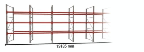 META Palettenregal MULTIPAL für 80 Paletten, 19185 mm breit, 4 Lagerebenen