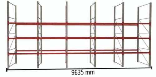 META Palettenregal MULTIPAL für 40 Paletten, 9635 mm breit, 4 Lagerebenen