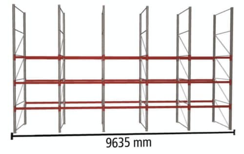 META Palettenregal MULTIPAL für 40 Paletten, 9635 mm breit, 4 Lagerebenen