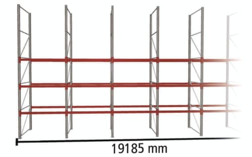 META Palettenregal MULTIPAL für 80 Paletten, 19185 mm breit, 4 Lagerebenen