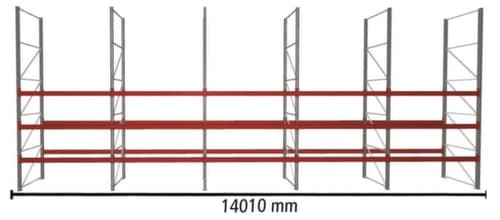 META Palettenregal MULTIPAL für 60 Paletten, 14010 mm breit, 4 Lagerebenen
