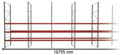 META Palettenregal MULTIPAL für 72 Paletten, 16795 mm breit, 4 Lagerebenen