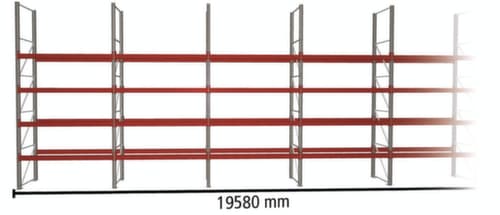 META Palettenregal MULTIPAL für 70 Paletten, 19580 mm breit, 5 Lagerebenen
