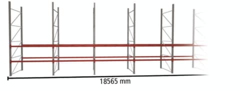 META Palettenregal MULTIPAL für 48 Paletten, 18565 mm breit, 3 Lagerebenen