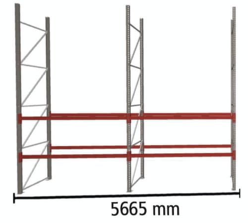 META Palettenregal MULTIPAL für 12 Paletten, 5665 mm breit, 3 Lagerebenen