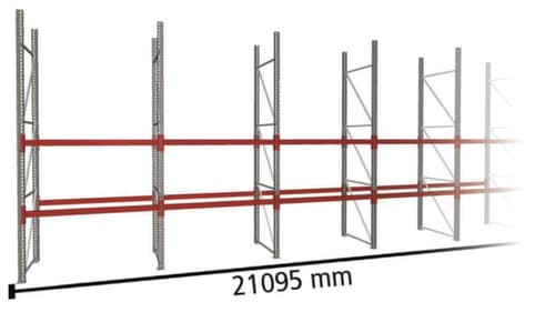 META Palettenregal MULTIPAL für 99 Paletten, 21095 mm breit, 3 Lagerebenen