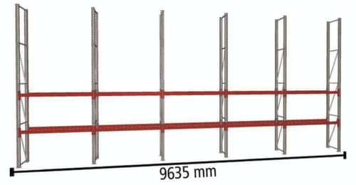 META Palettenregal MULTIPAL für 20 Paletten, 9635 mm breit, 4 Lagerebenen