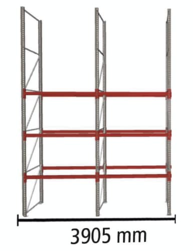 META Palettenregal MULTIPAL HxB 5500x3905 mm mit 4 Lagerebenen für insgesamt 8 Paletten