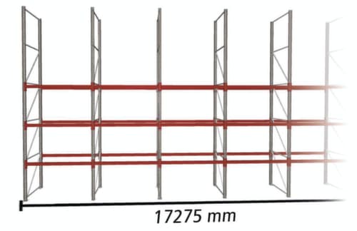 META Palettenregal MULTIPAL HxB 5500x17275 mm mit 4 Lagerebenen für insgesamt 36 Paletten