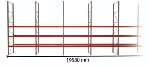 META Palettenregal MULTIPAL für 56 Paletten, 19580 mm breit, 4 Lagerebenen