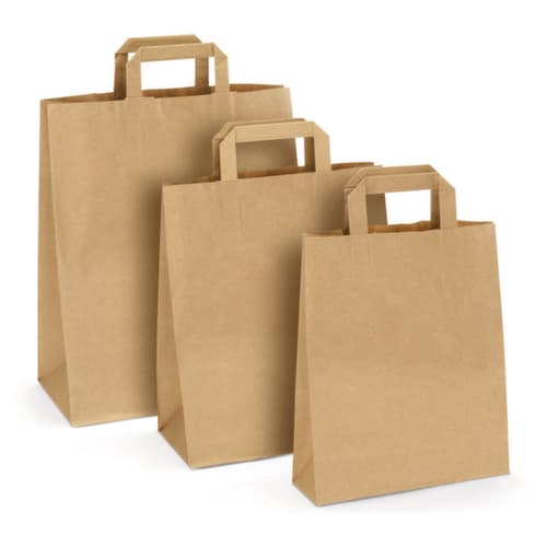 Papier Tragetaschen recycelt mit Flachhenkeln - 260 x 350 x 120 mm