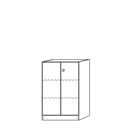 Büro-Flügeltürenschrank Up and Down, 3 Ordnerhöhen, weiß/Eiche