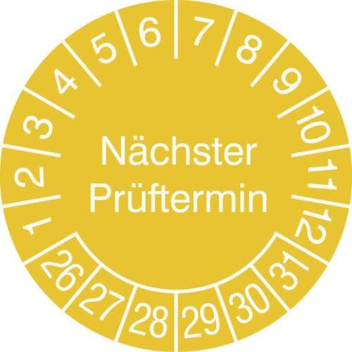 Prüfplakette mit Jahresfarbe