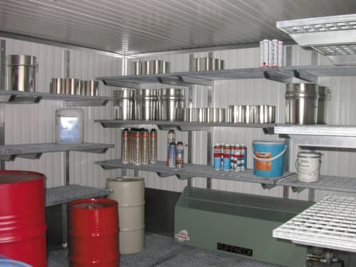 Gitterrostregal für Gefahrstoff-Container, Breite x Tiefe 1800 x 500 mm
