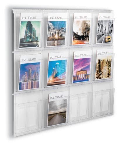 helit Wandprospekthalter "the placativ", 12 Ablagen, Gestell transparent