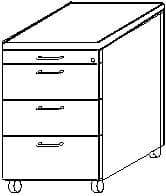 Gera Rollcontainer Milano, 4 Schublade(n), Buche/Buche