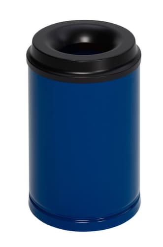 VAR Papierkorb mit Löschkopf, 15 l, RAL5010 Enzianblau, Kopfteil schwarz