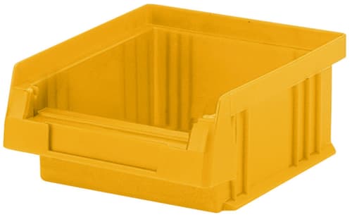 Stapelbarer Sichtlagerkasten rollenbahngeeignet, gelb, Tiefe 89 mm, Polypropylen