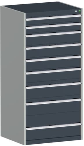 bott Schubladenschrank cubio Grundfläche 800x750 mm, 9 Schublade(n), RAL7035 Lichtgrau/RAL7016 Anthrazitgrau
