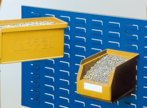 Schlitzplatte mit Sichtlagerkästen, Höhe x Breite 450 x 1000 mm, RAL5010 Enzianblau