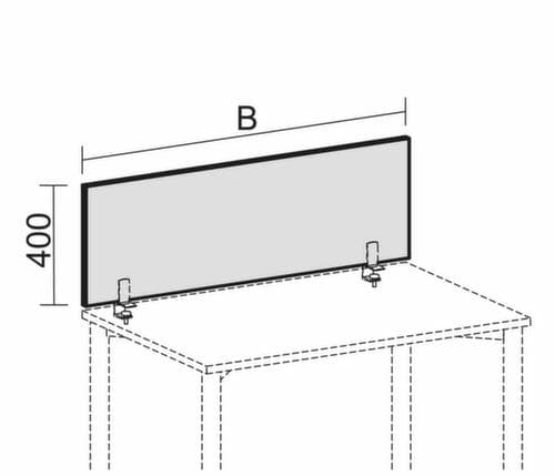 Gera Tischtrennwand Pro BasicLine, Höhe x Breite 400 x 1800 mm, Wand grau