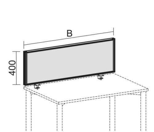 Gera Schallabsorbierende Tischtrennwand Pro ProfiLine, Höhe x Breite 400 x 1400 mm, Wand blau