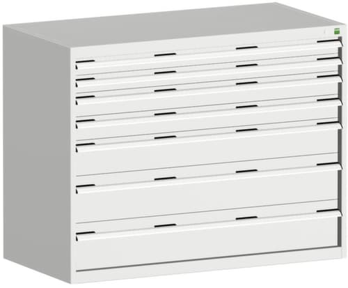 bott Schubladenschrank cubio Grundfläche 1300x650 mm, 7 Schublade(n), RAL7035 Lichtgrau/RAL7035 Lichtgrau