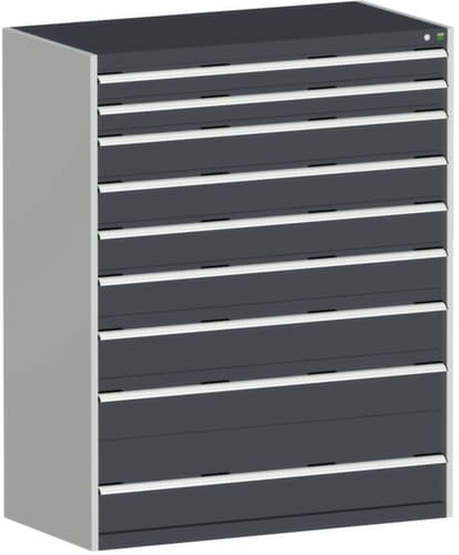 bott Schubladenschrank cubio Grundfläche 1300x650 mm, 9 Schublade(n), RAL7035 Lichtgrau/RAL7016 Anthrazitgrau