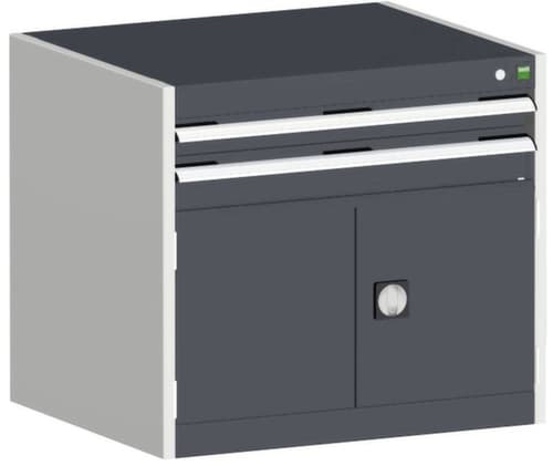 bott Schubladenschrank cubio Grundfläche 800x525 mm, 2 Schublade(n), RAL7035 Lichtgrau/RAL7016 Anthrazitgrau